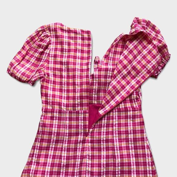 NWT LIKELY‎ Pink Madras Plaid Ruffled Cottage Kai Dress Size 2 - Picture 6 of 10